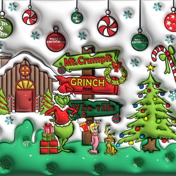 GRINCH 3D Directions Tumbler 20 oz Stainless Steel Cup with Lid - Picture 2 of 4